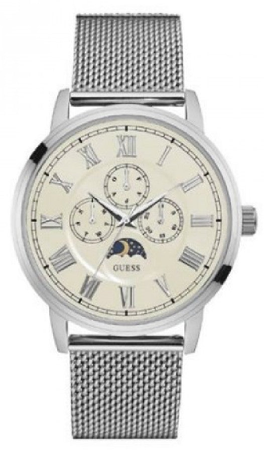 Guess Delancy White Dial Silver Mesh Bracelet Watch for Men - W0871G4 Buy Now By Guess