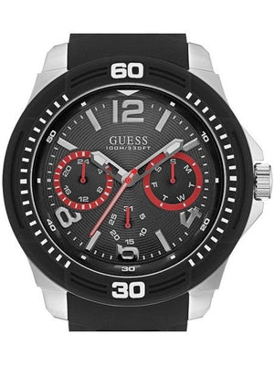 Guess Tread Black Dial Black Rubber Strap Watch for Men - W0967G1 Buy Now By Guess