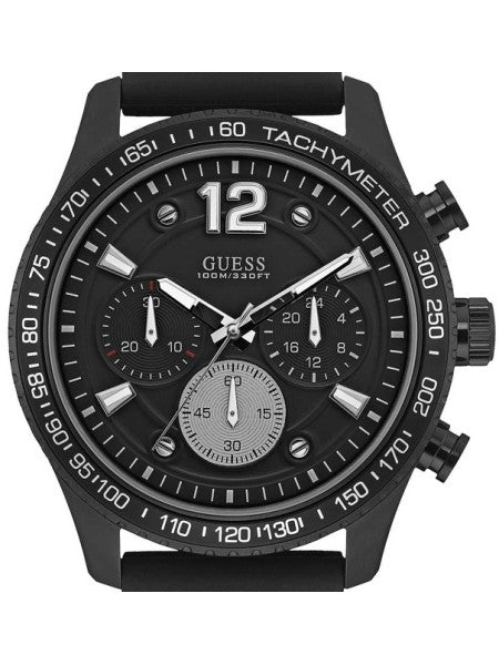 Guess Fleet Chronograph Black Dial Black Rubber Strap Watch for Men - W0971G1 Buy Now By Guess