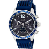 Guess Fleet Chronograph Black Dial Blue Rubber Strap Watch for Men - W0971G2 Buy Now By Guess