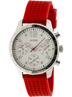 Guess Marina Chronograph Quartz White Dial Red Rubber Strap Watch for Women - W1025L2 Buy Now By Guess
