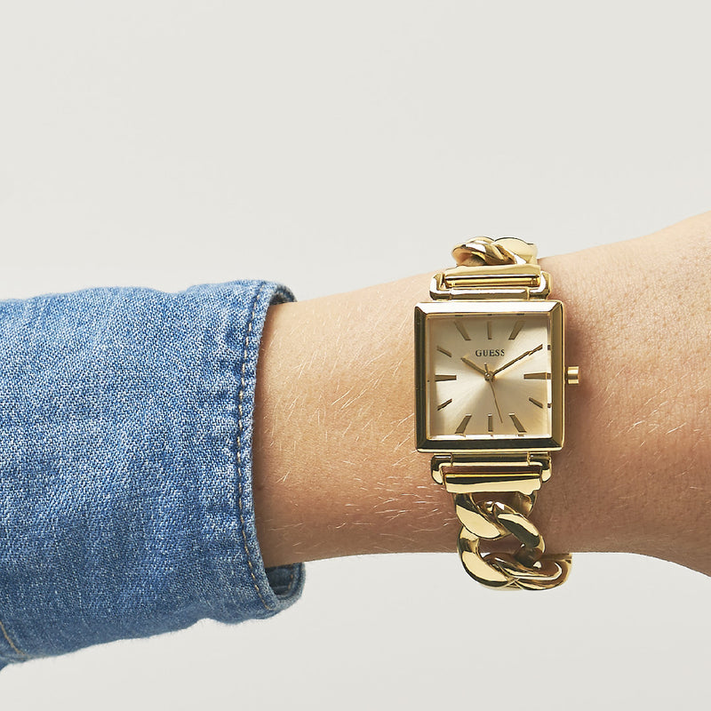 Guess Vanity Gold Dial Gold Steel Strap Watch for Women - W1029L2 Buy Now By Guess