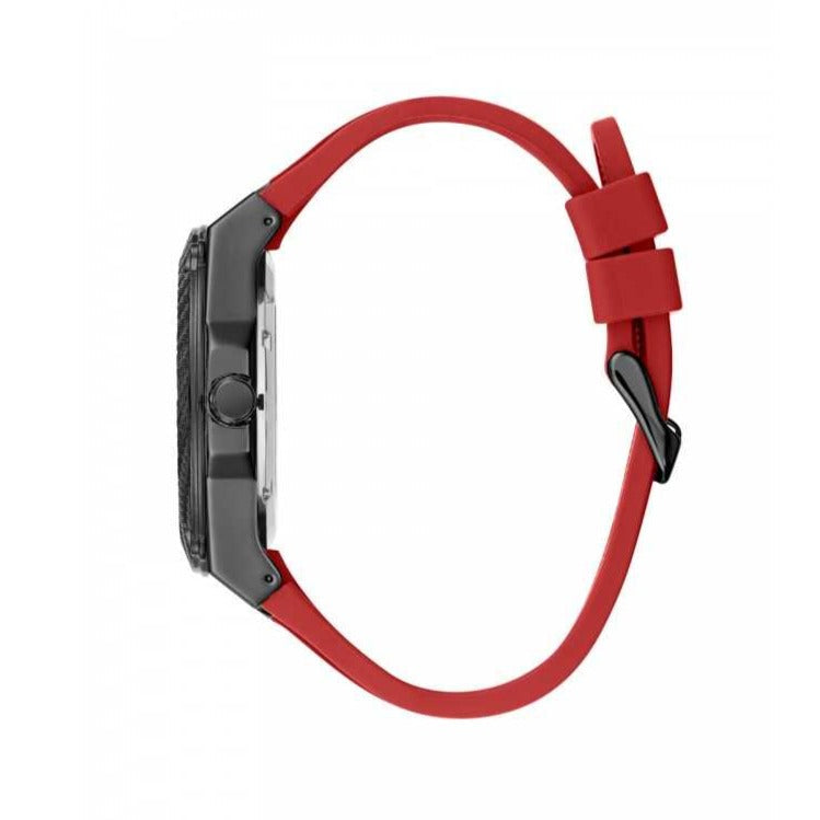 Guess Legacy Black Dial Red Silicone Strap Watch for Men - W1049G6 Buy Now By Guess
