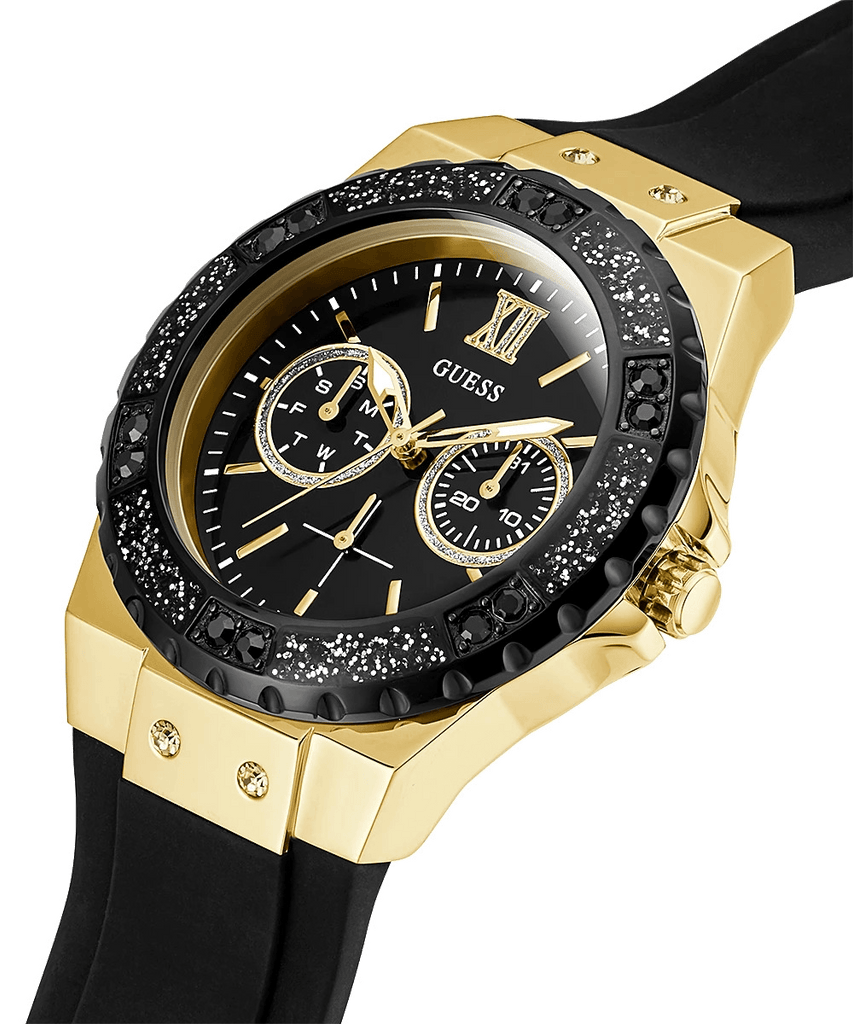 Guess Black Dial Black Rubber Strap Watch For Women - W1053L7 Buy Now By Guess