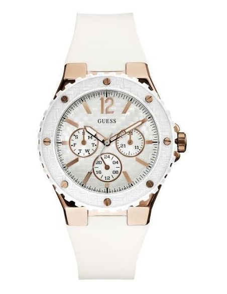 Guess Overdrive Analog White Dial White Rubber Strap Watch for Women - W10614L2 Buy Now By Guess