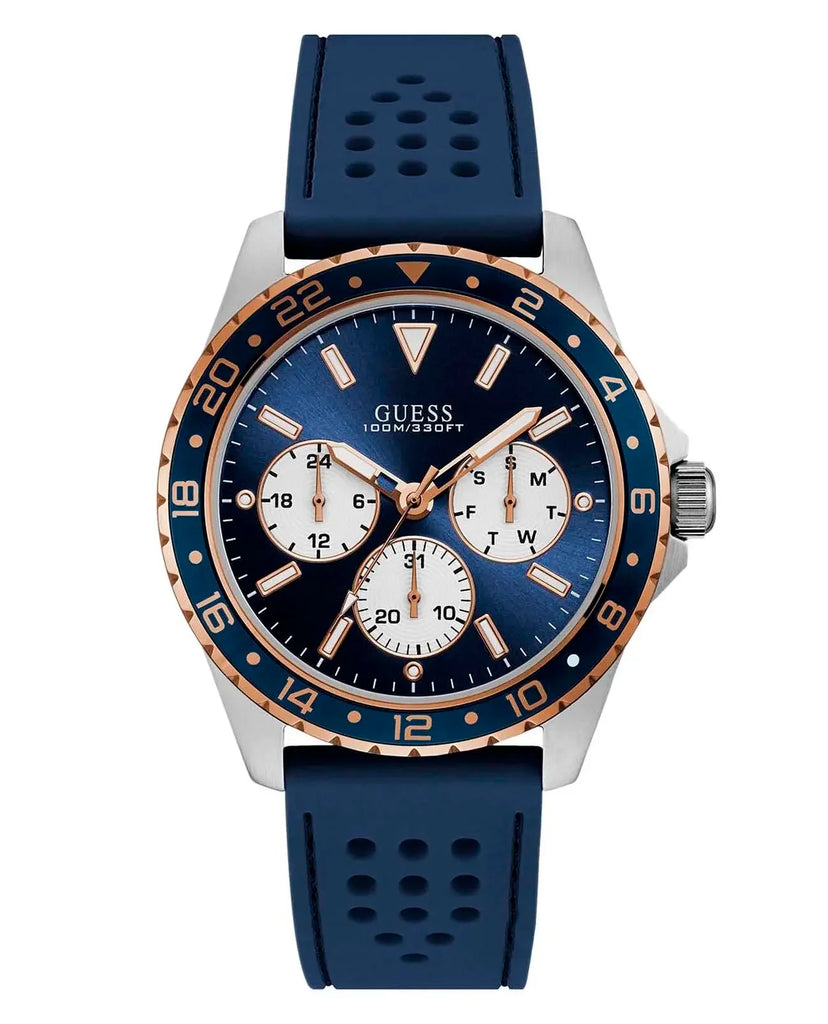 Guess Odyssey Multifunction Blue Dial Blue Rubber Strap Watch For Men - W1108G4 Buy Now By Guess