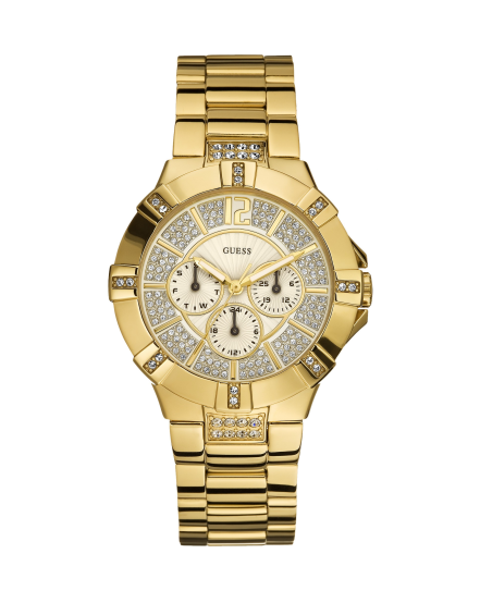 Guess Vista Diamonds Gold Dial Gold Steel Strap Watch for Women - W13573L1 Buy Now By Guess