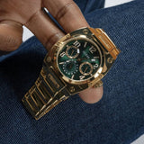 Guess Trend Analog Green Dial Gold Steel Strap Watch For Men - GW0624G2 Buy Now By Guess