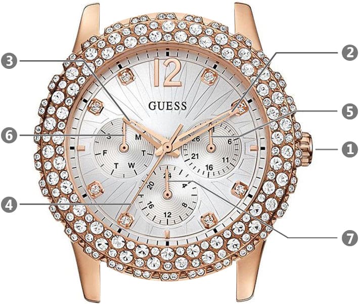 Guess Dazzler Diamonds Silver Dial Rose Gold Steel Strap Watch for Women - W0335L3 Buy Now By Guess