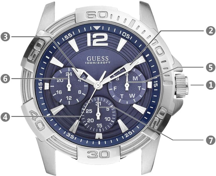 Guess Oasis Multifunction Blue Dial Two Tone Steel Strap Watch for Men- W0366G2 Buy Now By Guess