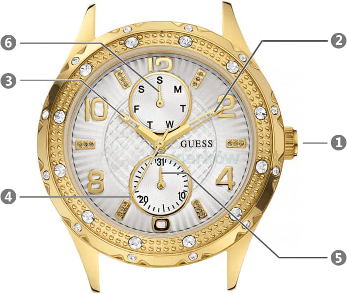 Guess Siren Diamonds Silver Dial Gold Steel Strap Watch for Women - W0442L2 Buy Now By Guess
