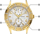 Guess Siren Diamonds Silver Dial Gold Steel Strap Watch for Women - W0442L2 Buy Now By Guess