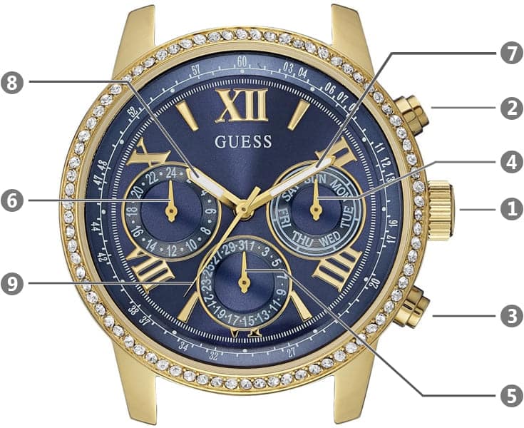 Guess Sunrise Blue Dial with Diamonds Blue Rubber Strap Watch For Women - W0616L2 Buy Now By Guess