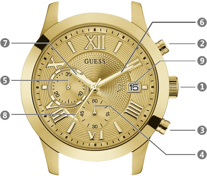 Guess Atlas Chronograph Gold Dial Gold Steel Strap Watch For Men - W0668G4 Buy Now By Guess
