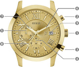 Guess Atlas Chronograph Gold Dial Gold Steel Strap Watch For Men - W0668G4 Buy Now By Guess
