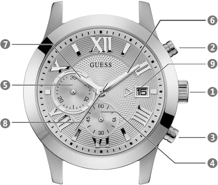 Guess Atlas Chronograph Silver Dial Silver Steel Strap Watch For Men - W0668G7 Buy Now By Guess