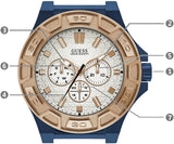 Guess Force Multi Function White Dial Blue Leather Strap Watch For Men - W0674G7 Buy Now By Guess