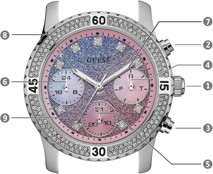 Guess Confetti Multicolored Dial Silver Steel Strap Watch For Women - W0774L1 Buy Now By Guess