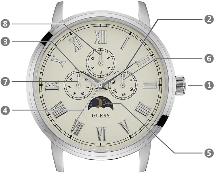 Guess Delancy Quartz White Dial Brown Leather Strap Watch For Men - W0870G1 Buy Now By Guess