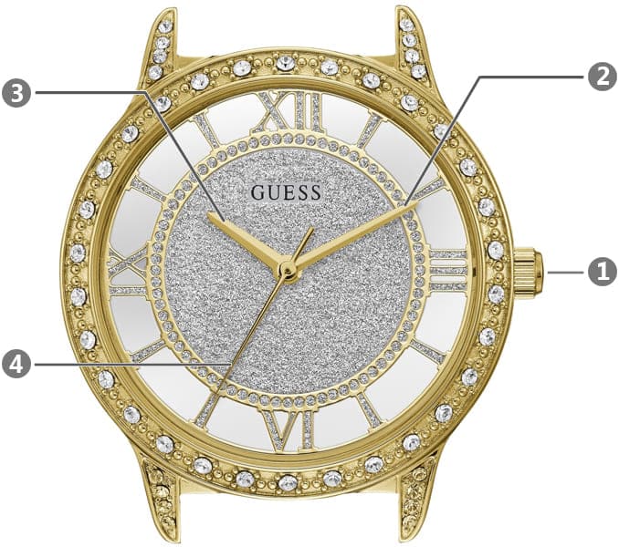 Guess Analog Diamonds Silver Dial Gold Steel Strap Watch For Women - W1013l2 Buy Now By Guess