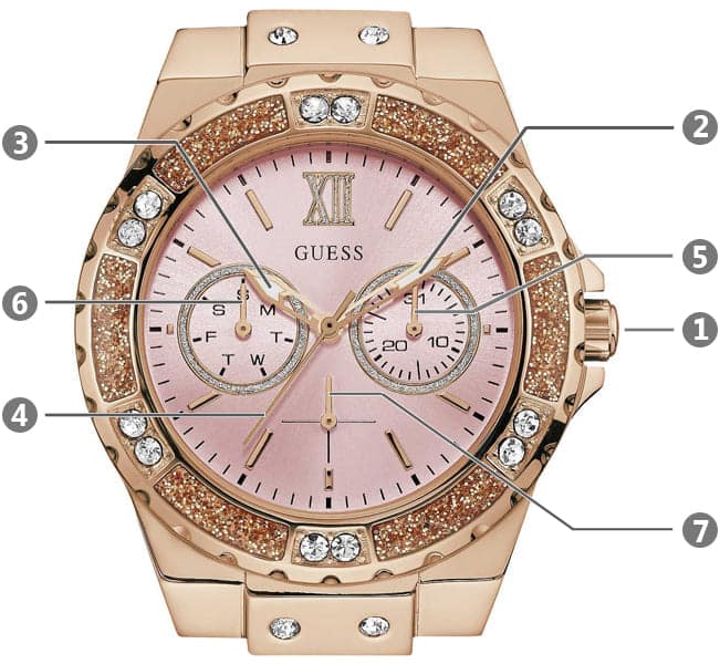 Guess Rose Gold Dial with Diamonds Pink Rubber Strap Watch For Women - W1053L3 Buy Now By Guess