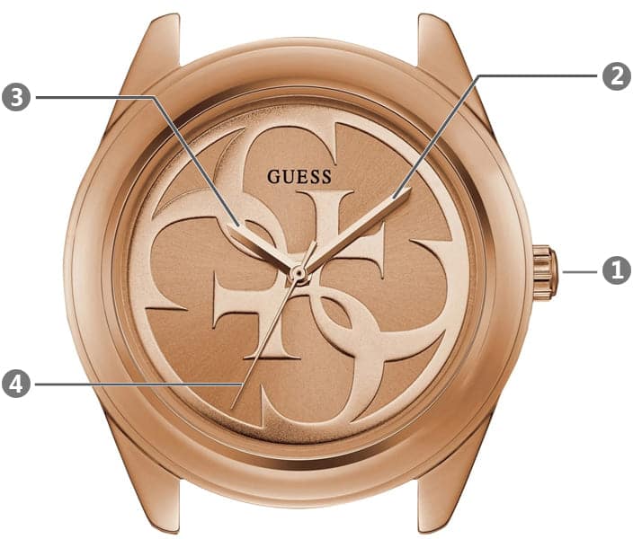 Guess G-Twist Rose Gold Dial Rose Gold Steel Strap Watch for Women - W1082L3 Buy Now By Guess