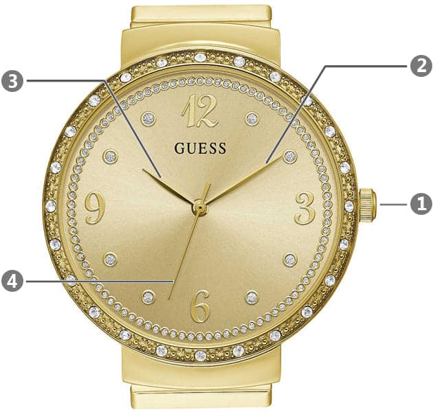 Guess Chiffon Gold Dial Gold Mesh Bracelet Watch For Women - W1083L2 Buy Now By Guess