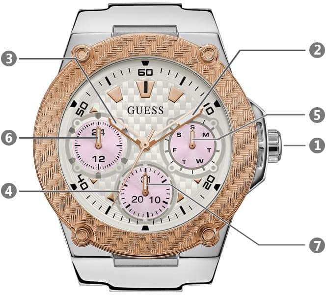 Guess Zena Quartz White Dial Pink Rubber Strap Watch For Women - W1094L4 Buy Now By Guess