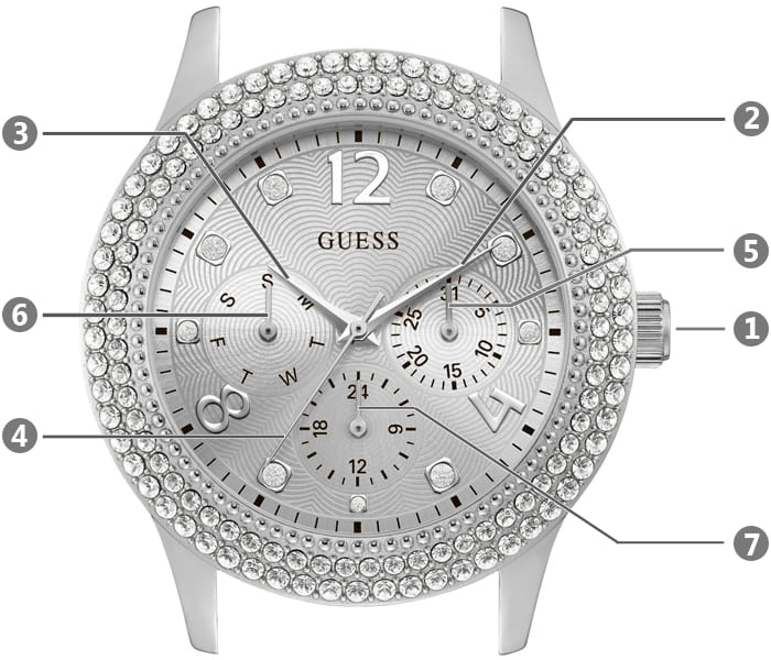 Guess Bedazzle Diamonds Silver Dial Silver Steel Strap Watch For Women - W1097L1 Buy Now By Guess