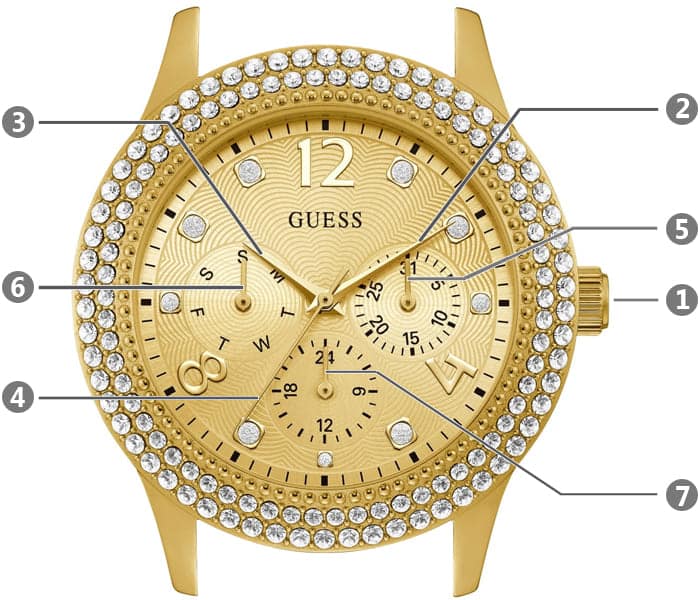 Guess Bedazzle Diamonds Gold Dial Gold Steel Strap Watch For Women - W1097L2 Buy Now By Guess