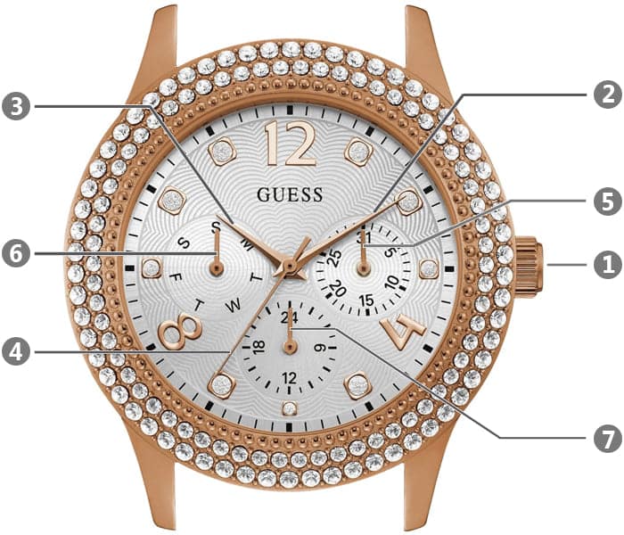 Guess Bedazzle Diamonds Silver Dial Rose Gold Steel Strap Watch For Women - W1097L3 Buy Now By Guess