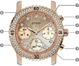 Guess Confetti Diamonds Gold Dial Blue Rubber Strap Watch For Women - W1098L6 Buy Now By Guess