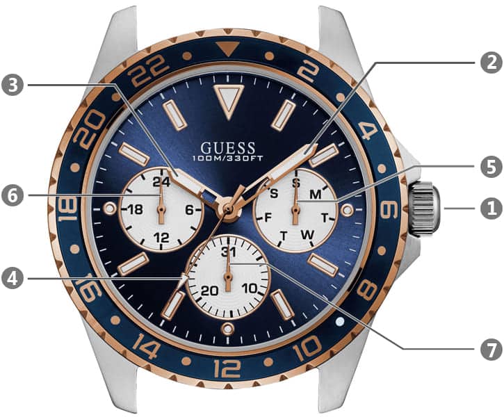 Guess Odyssey Multifunction Blue Dial Blue Rubber Strap Watch For Men - W1108G4 Buy Now By Guess
