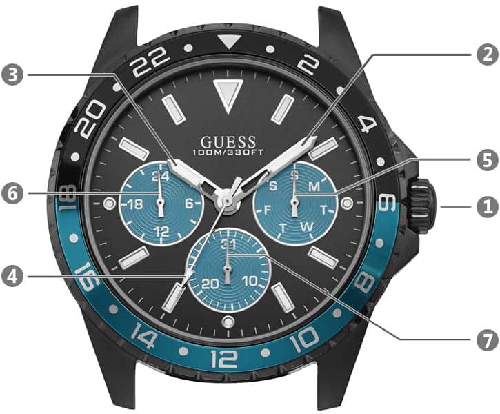 Guess Odyssey Quartz Black Dial Black Leather Strap Watch For Men - W1108G5 Buy Now By Guess