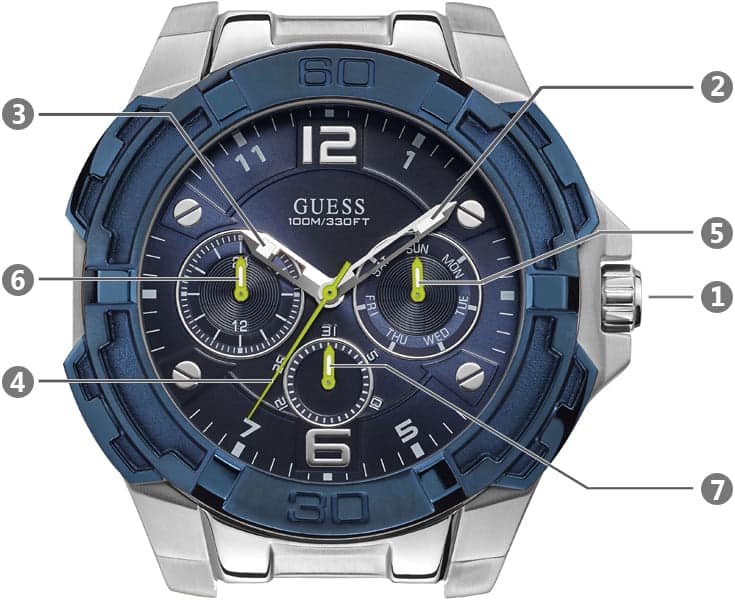 Guess Genesis Multi Function Analog Blue Dial Blue Rubber Strap Watch For Men - W1254G1 Buy Now By Guess