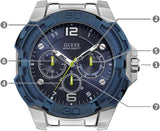 Guess Genesis Multi Function Analog Blue Dial Blue Rubber Strap Watch For Men - W1254G1 Buy Now By Guess