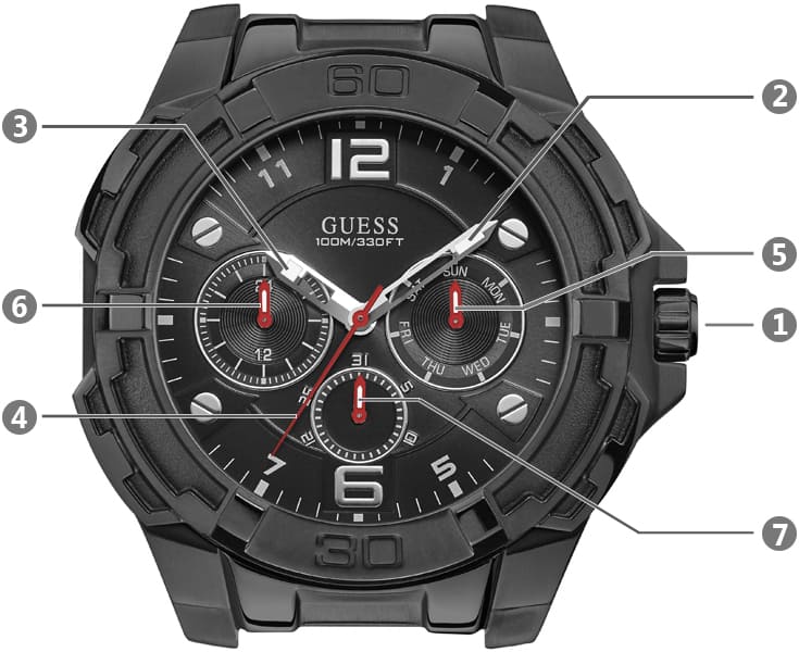 Guess Genesis Quartz Black Dial Black Silicone Strap Watch For Men - W1254G2 Buy Now By Guess