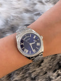 Guess Luna Diamonds Blue Dial Silver Steel Strap Watch for Women - GW0307L1 Buy Now By Guess