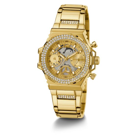 Guess Fusion Chronograph Gold Dial Gold Steel Strap Watch for Women - GW0552L2 Buy Now By Guess