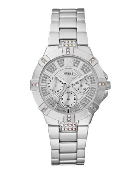 Guess Vista Diamonds Silver Dial Silver Steel Strap Watch for Women - W12080L1 Buy Now By Guess