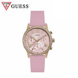 Guess Solar Rose Gold Dial Pink Rubber Strap Watch For Women - W1135L2 Buy Now By Guess