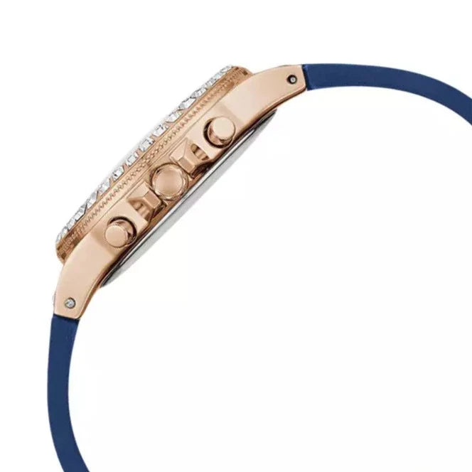 Guess Moonlight Diamonds White Dial Blue Rubber Strap Watch for Women - GW0257L3 Buy Now By Guess
