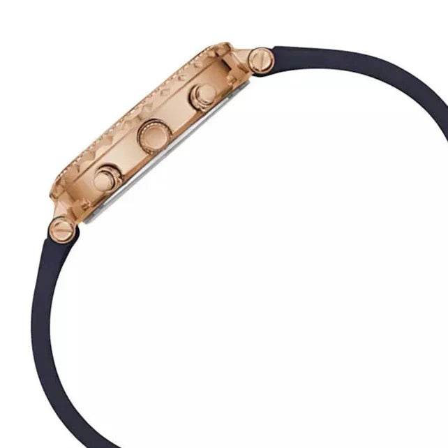 Guess Solistice Diamonds Roe Gold Dial Black Rubber Strap Watch for Women - GW0484L2 Buy Now By Guess