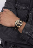Guess Gadget Gold Dial Black Leather Strap Watch for Men - GW0570G1 Buy Now By Guess
