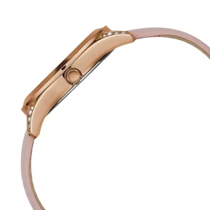 Guess Wonderlust Beige Dial Pink Leather Strap Watch for Women - W1065L1 Buy Now By Guess