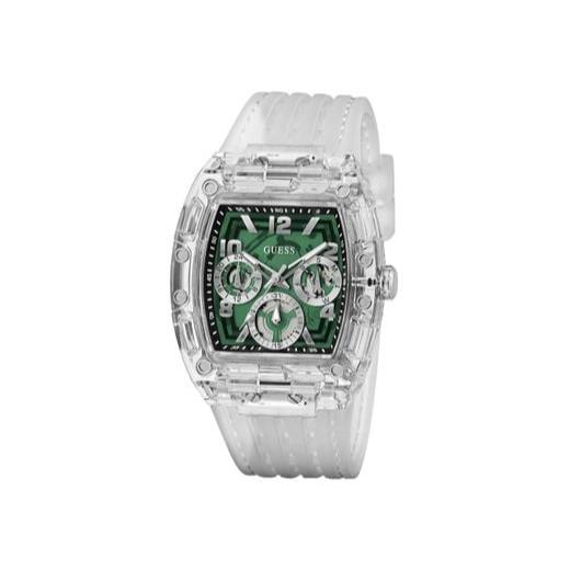 Guess Phoenix Quartz Green Dial Transparent Silicone Strap Watch For Men - GW0499G8 Buy Now By Guess