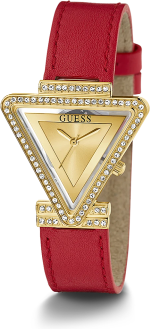 Guess Fame Quartz Gold Dial Red Leather Strap Watch For Women - GW0504L2 Buy Now By Guess