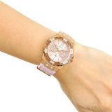 Guess Rose Gold Dial with Diamonds Pink Rubber Strap Watch For Women - W1053L3 Buy Now By Guess