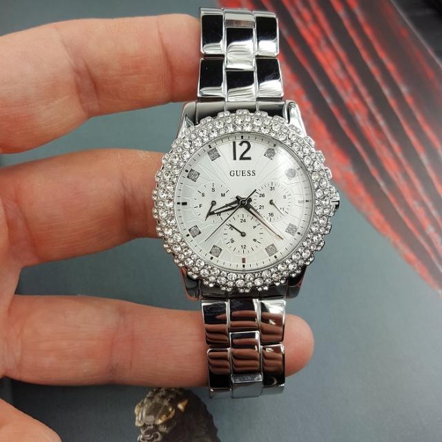 Guess Dazzler Diamonds Silver Dial Silver Steel Strap Watch for Women - W0335L1 Buy Now By Guess