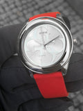 Guess G-Twist Silver Dial Red Rubber Strap Watch for Women - W0911L9 Buy Now By Guess